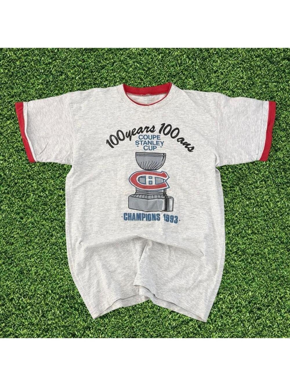 Vintage 1993 Montreal Canadiens Stanley Cup Ringer Tee Size L